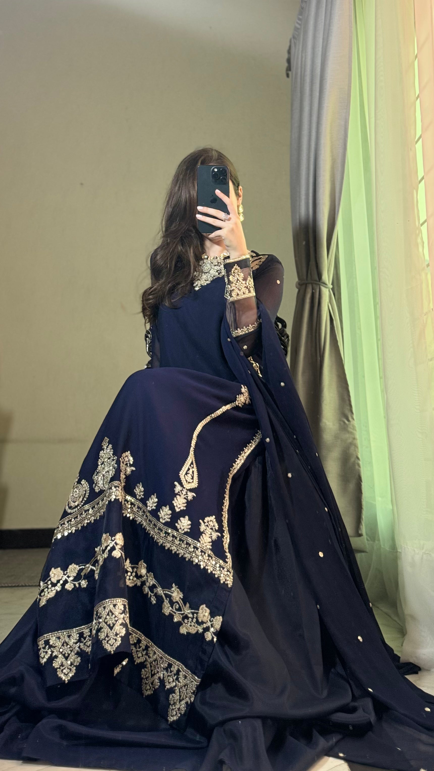 Mahpara Blue Chiffon Sequence Embroidered 3-Piece Eastern Ready-to-Wear Suit
