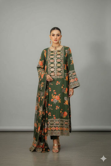 Luxy Green Embroidered Dress
